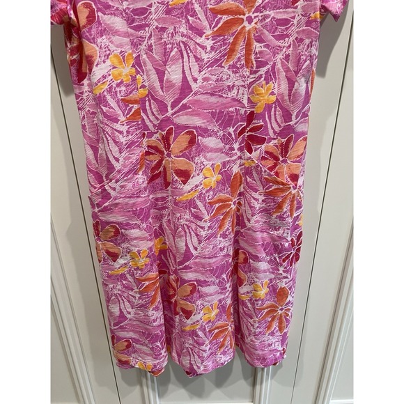 Escape By Habitat Clothes Hawaiian Print T Shirt Dress Pink Cotton Beach Vacay - Picture 2 of 7